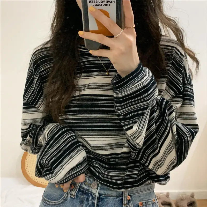 Women Striped Long Sleeve T-Shirt Autumn 2024 — feature 13