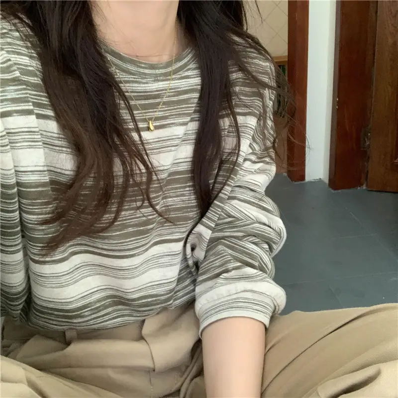 Women Striped Long Sleeve T-Shirt Autumn 2024 — feature 14