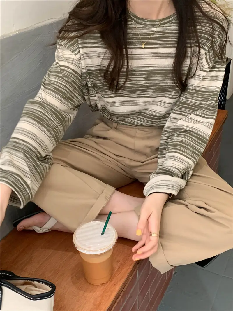 Women Striped Long Sleeve T-Shirt Autumn 2024 — feature 15