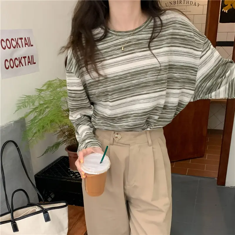 Women Striped Long Sleeve T-Shirt Autumn 2024 — feature 16