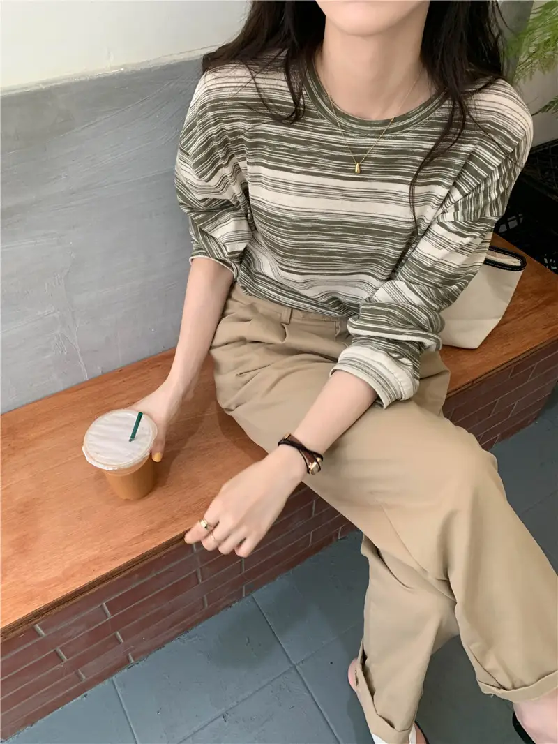 Women Striped Long Sleeve T-Shirt Autumn 2024 — feature 17
