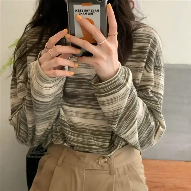 Women Striped Long Sleeve T-Shirt Autumn 2024 — feature 18