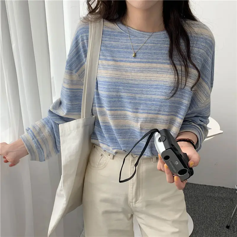 Women Striped Long Sleeve T-Shirt Autumn 2024 — feature 3