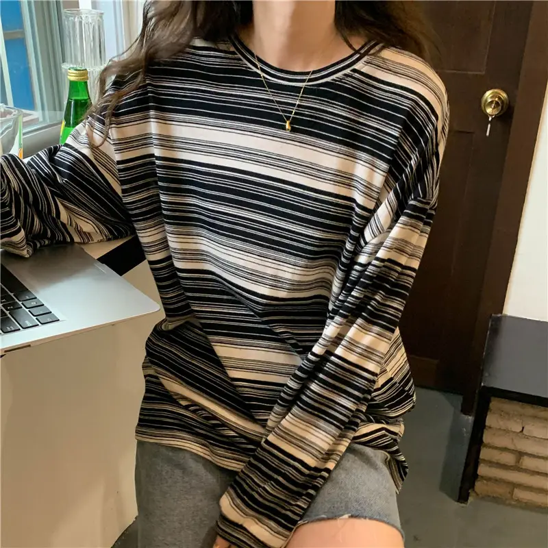 Women Striped Long Sleeve T-Shirt Autumn 2024 — feature 8
