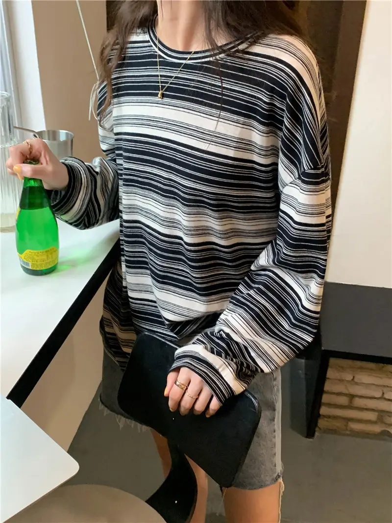 Women Striped Long Sleeve T-Shirt Autumn 2024 — feature 9