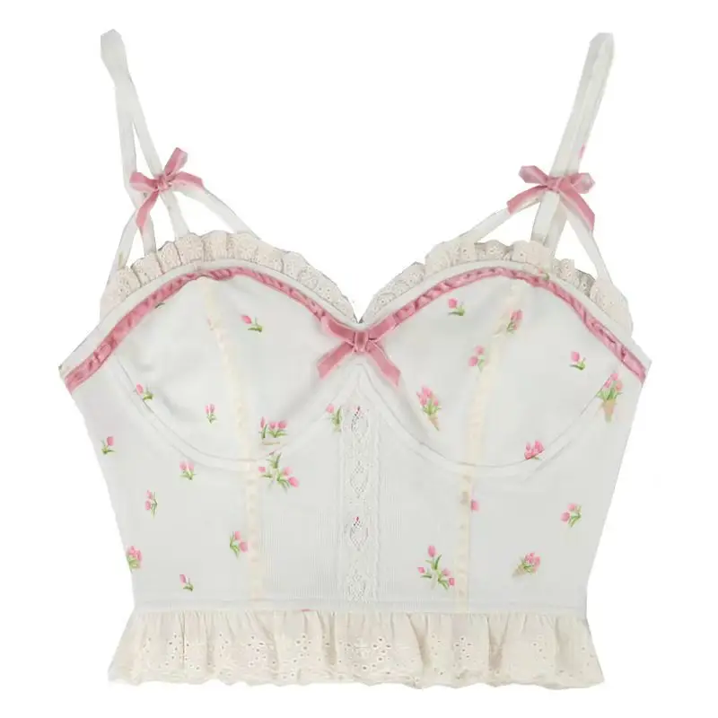 White Floral Slim Fit Corset for Women Spring Summer 2023 - Image 7