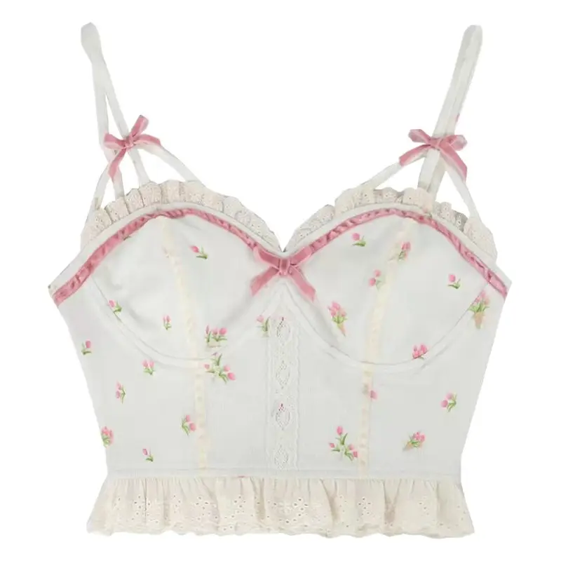 White Floral Slim Fit Corset for Women Spring Summer 2023