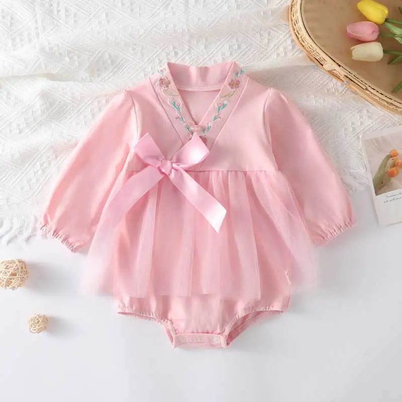 2025 Summer Mesh Embroidered Collar Girls' Fart Wrap - Image 4
