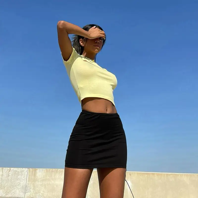 High Waist Elastic Black Slim Skirt for Women - Image 4