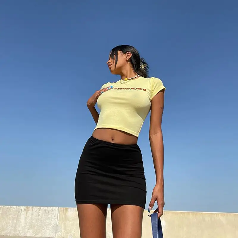 High Waist Elastic Black Slim Skirt for Women — feature 17
