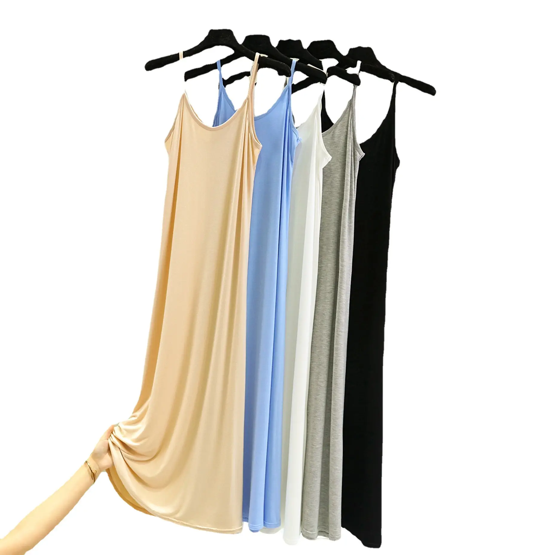 Black Modal Night Dress Loose Slip Skirt Inner Skirt