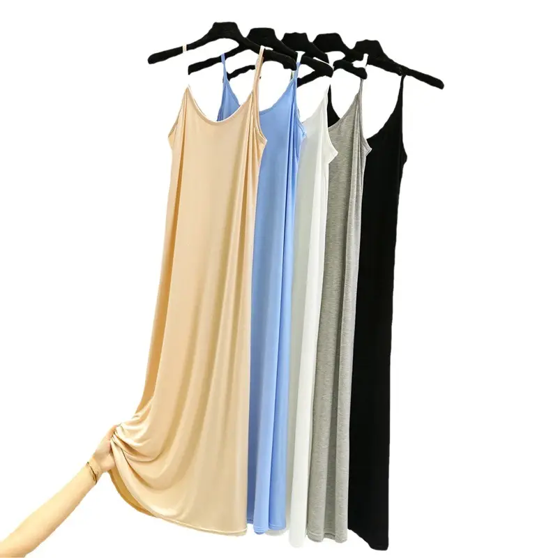 Black Modal Night Dress Loose Slip Skirt Inner Skirt