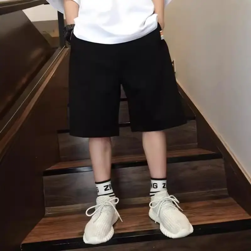 2026 Summer Printed Letter Shorts for Boys Black Hip Hop Thin - Image 3