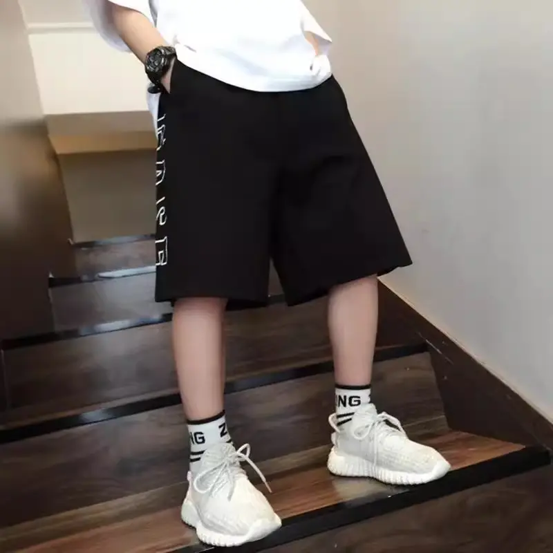 2026 Summer Printed Letter Shorts for Boys Black Hip Hop Thin - Image 4
