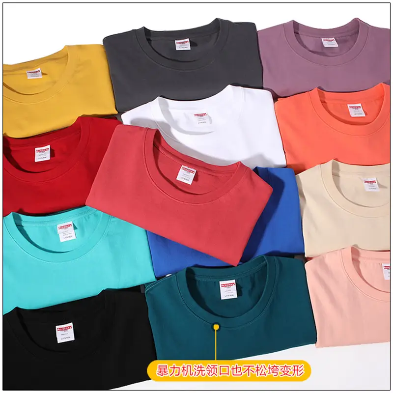 Men Cotton T-Shirt Red Loose Crewneck Short Sleeve - Image 17