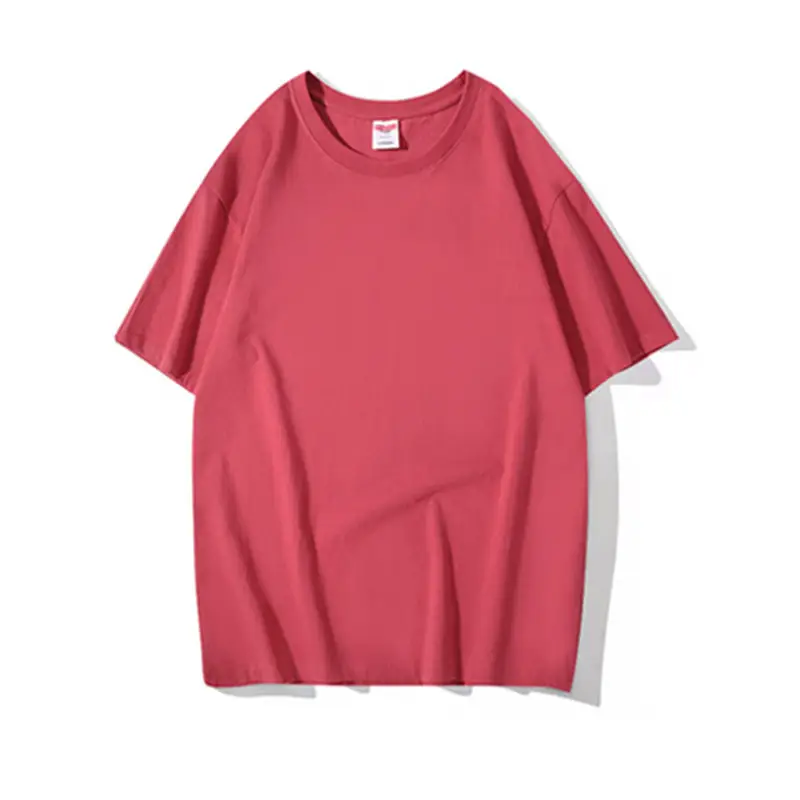 Men Cotton T-Shirt Red Loose Crewneck Short Sleeve - Image 13