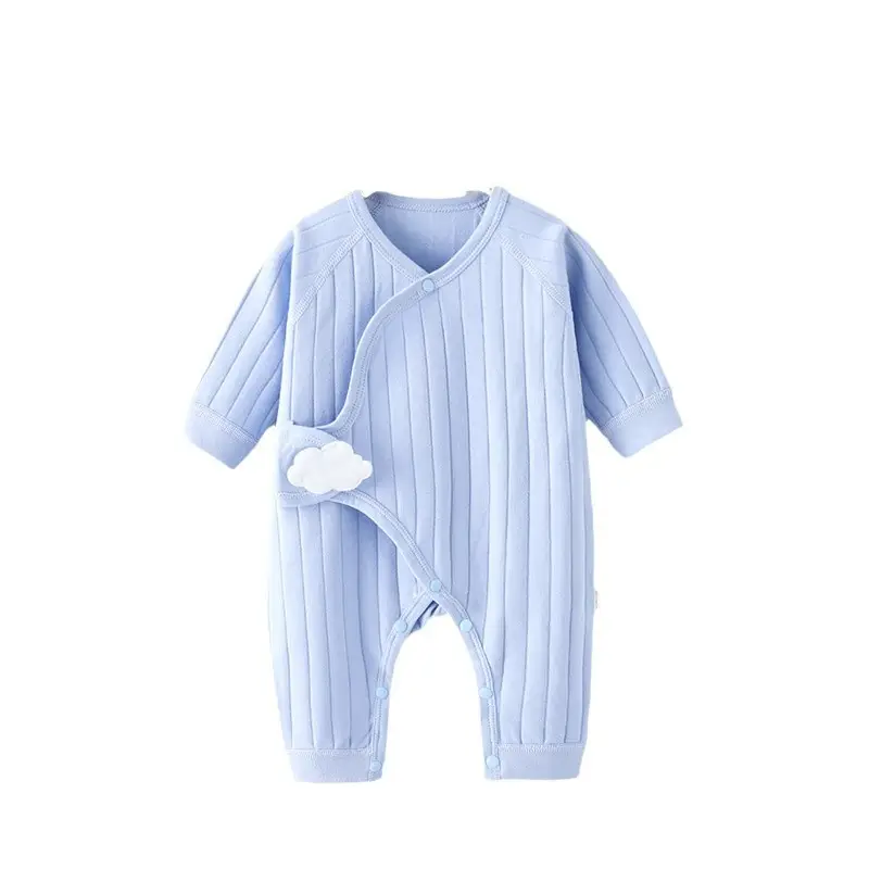 Newborn Pure Cotton Baby Jumpsuit White Yellow Butterfly