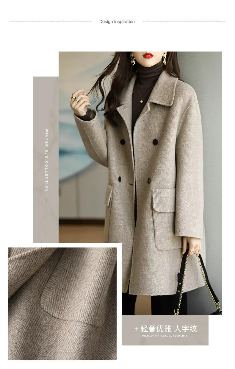 Woolen Coat for Women 2026 New Thickened Korean Style Slim Fit Mid-Length Woolen Coat Foreign Trade Women's Clothing Free Shipping — feature 3