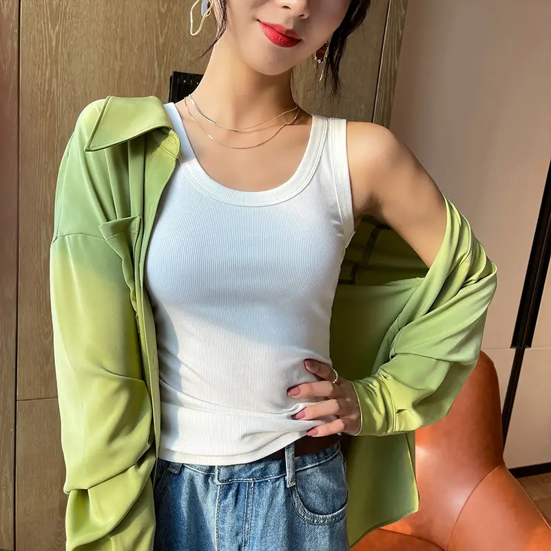 Women's Green Gradient Sleeveless Vest Top - Image 7