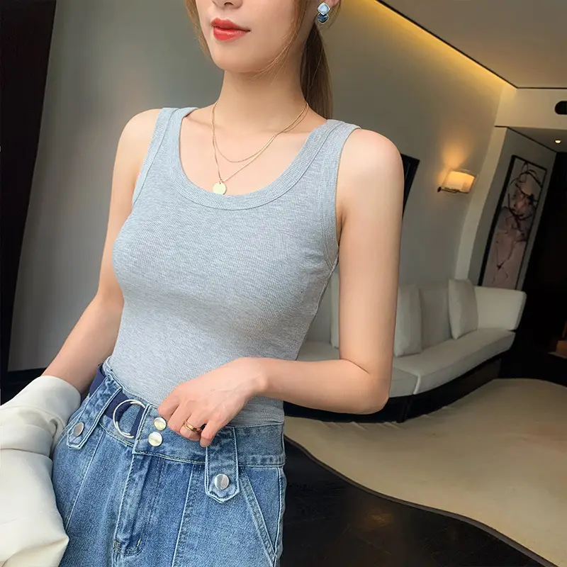 Women's Green Gradient Sleeveless Vest Top - Image 2