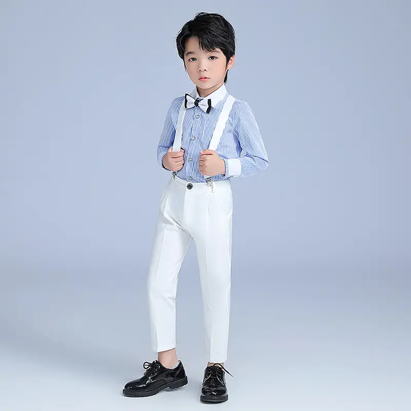 Kids Boys Suit Pink Blue Strap Pants Summer New - Image 6