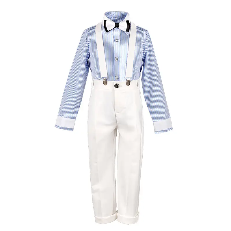 Kids Boys Suit Pink Blue Strap Pants Summer New - Image 7