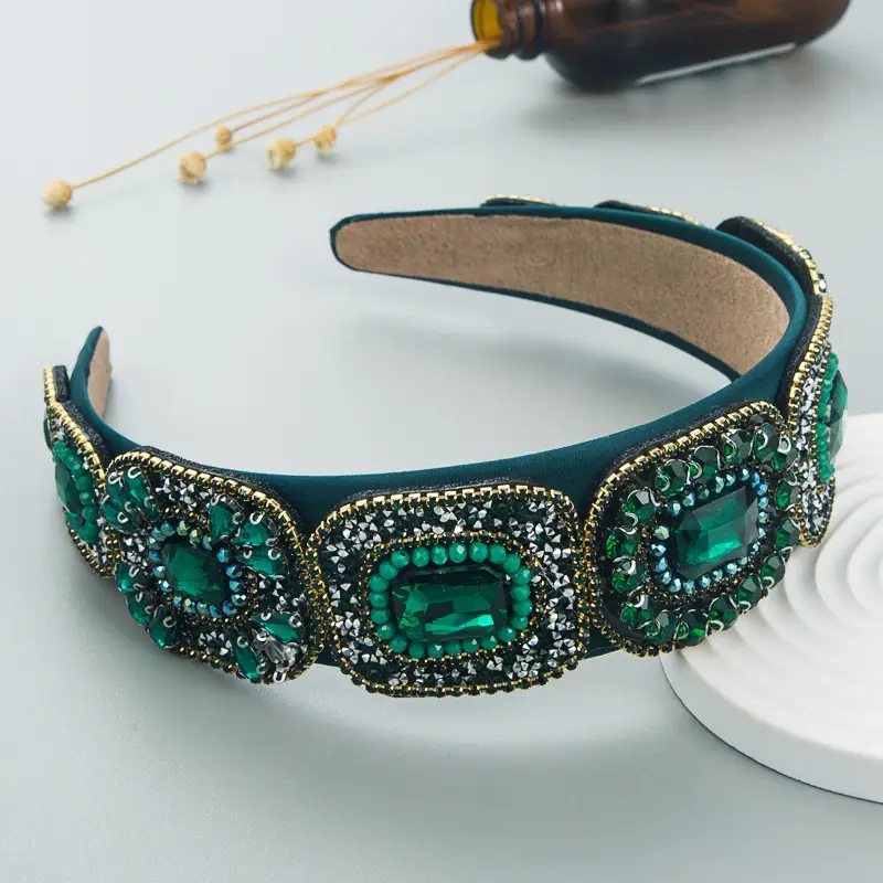 Brilliant Crystal Baroque Hair Band Pink Green Blue - Image 6
