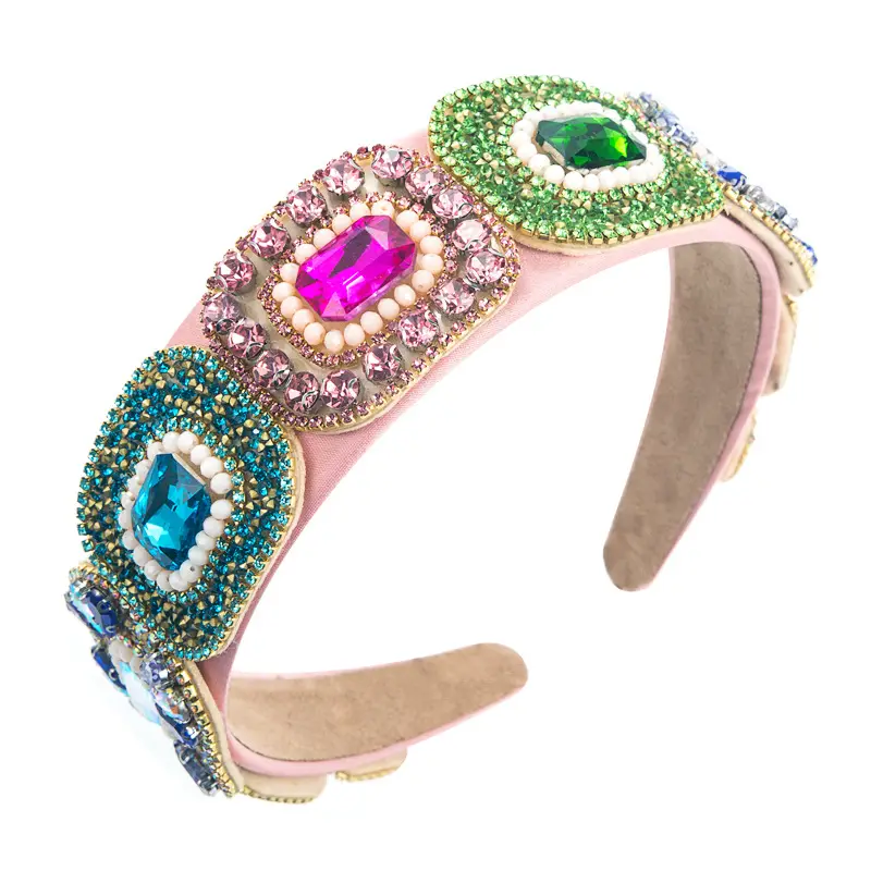 Brilliant Crystal Baroque Hair Band Pink Green Blue - Image 8