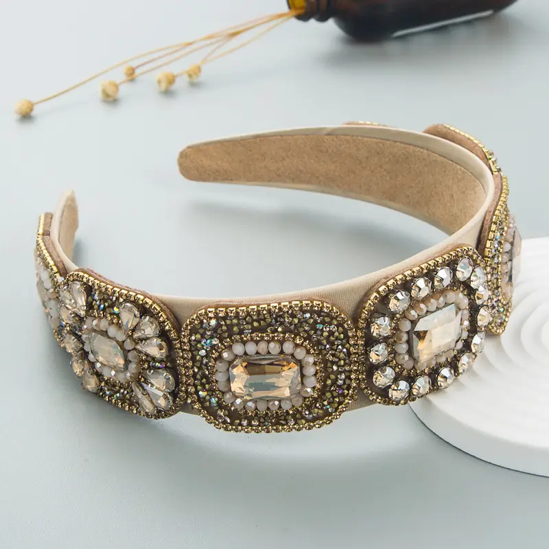 Brilliant Crystal Baroque Hair Band Pink Green Blue - Image 3
