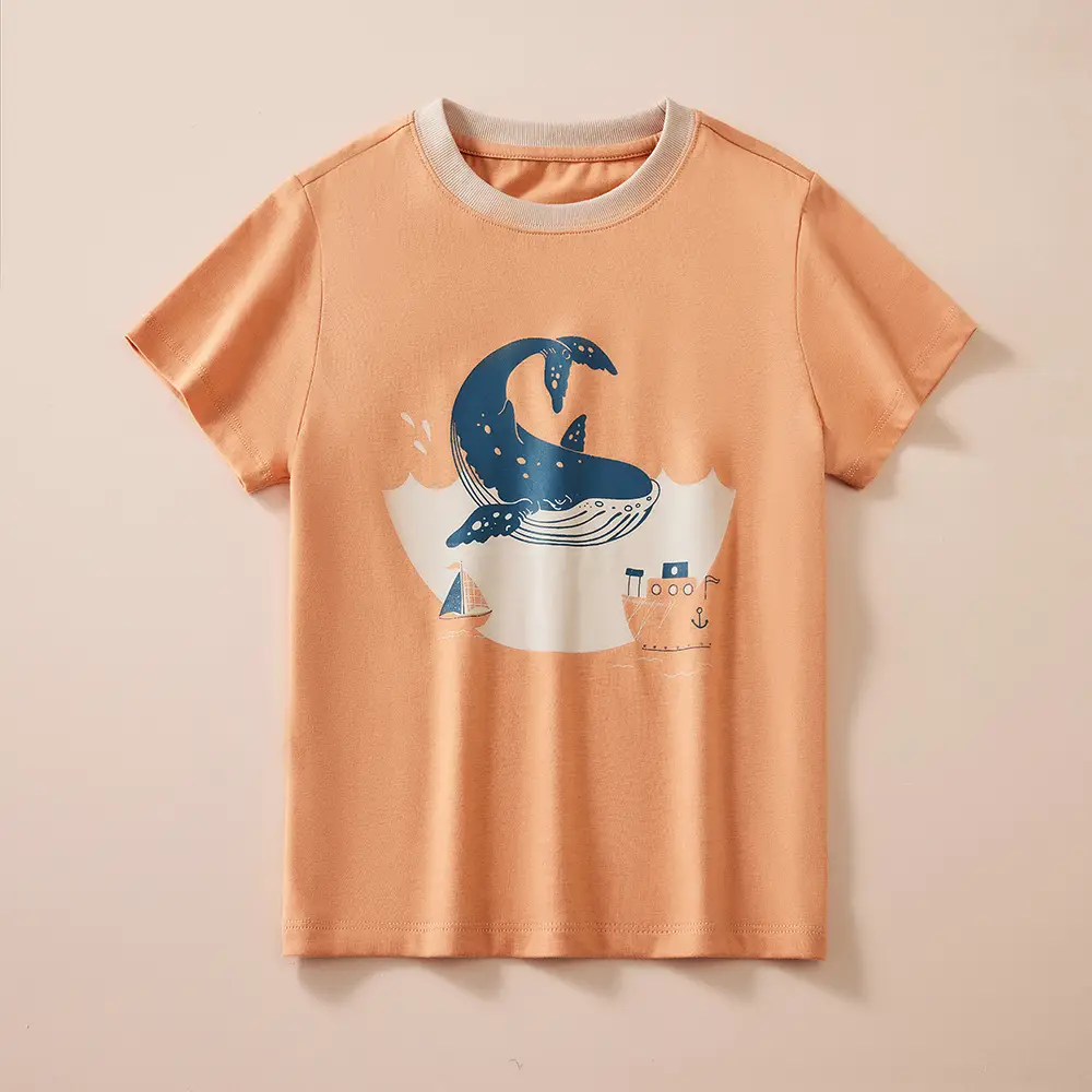 Boys Korean Printed T-Shirt Pure Cotton Short Sleeve - Image 2