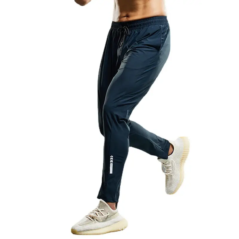 Men's Ice Silk Slim Fit Pants Navy Blue - Image 8
