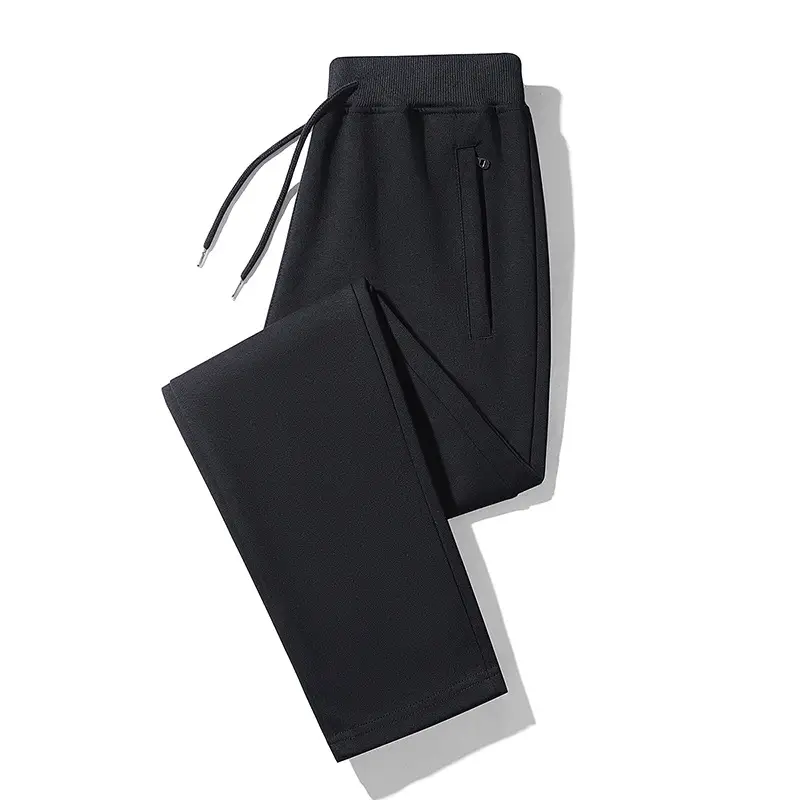 Spring and Autumn Solid Color Cotton Sweatpants for Men, Casual Pants, Plus Size Loose Straight-Leg Jogger Pants