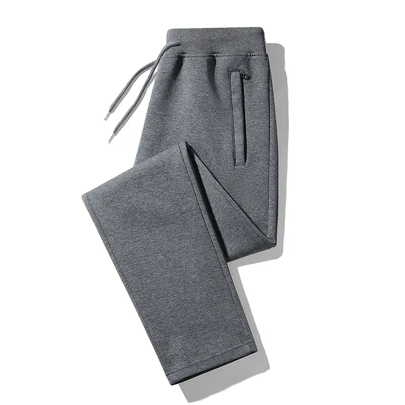 Spring and Autumn Solid Color Cotton Sweatpants for Men, Casual Pants, Plus Size Loose Straight-Leg Jogger Pants