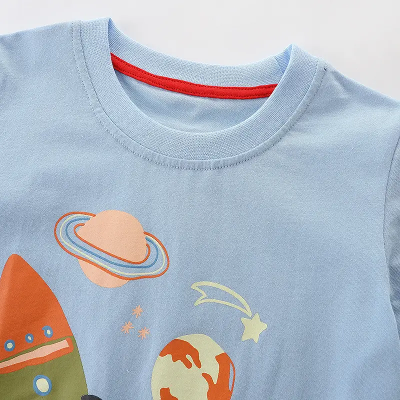 Kids Rocket Print Blue T-Shirt for Boys - Image 4