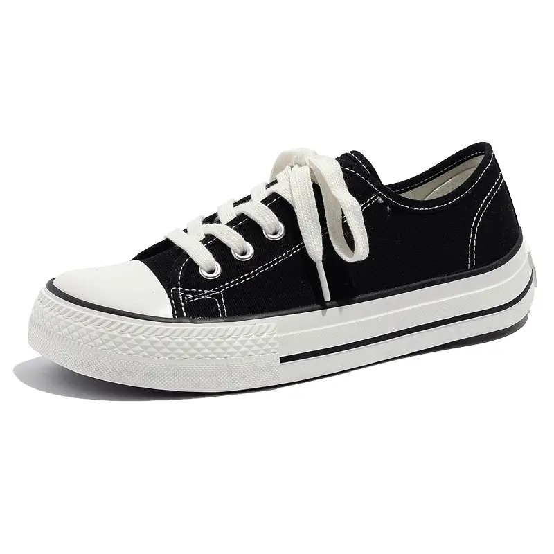 Women's Black Canvas Sneakers White Sole 2026 - Image 7