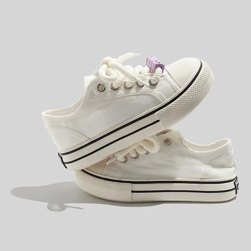 2026 Breathable White Shoes for Women, New Spring and Autumn Versatile Thick-Soled Canvas Shoes, Student Casual Sneakers, Ins Trendy Wholesale - Image 7