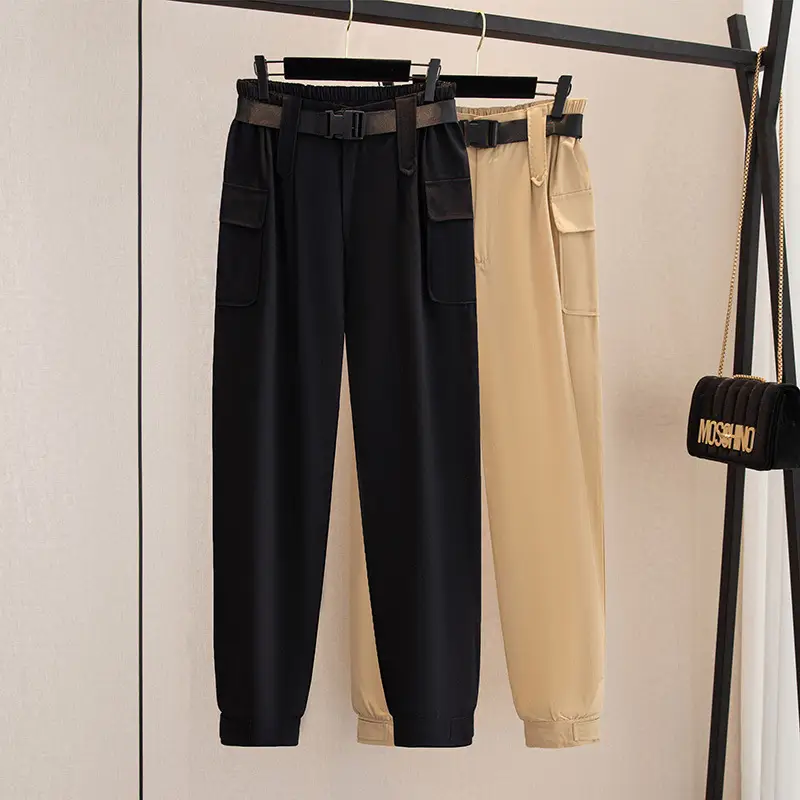Women Beige Fat Body Jogger Pants Plus Size - Image 2