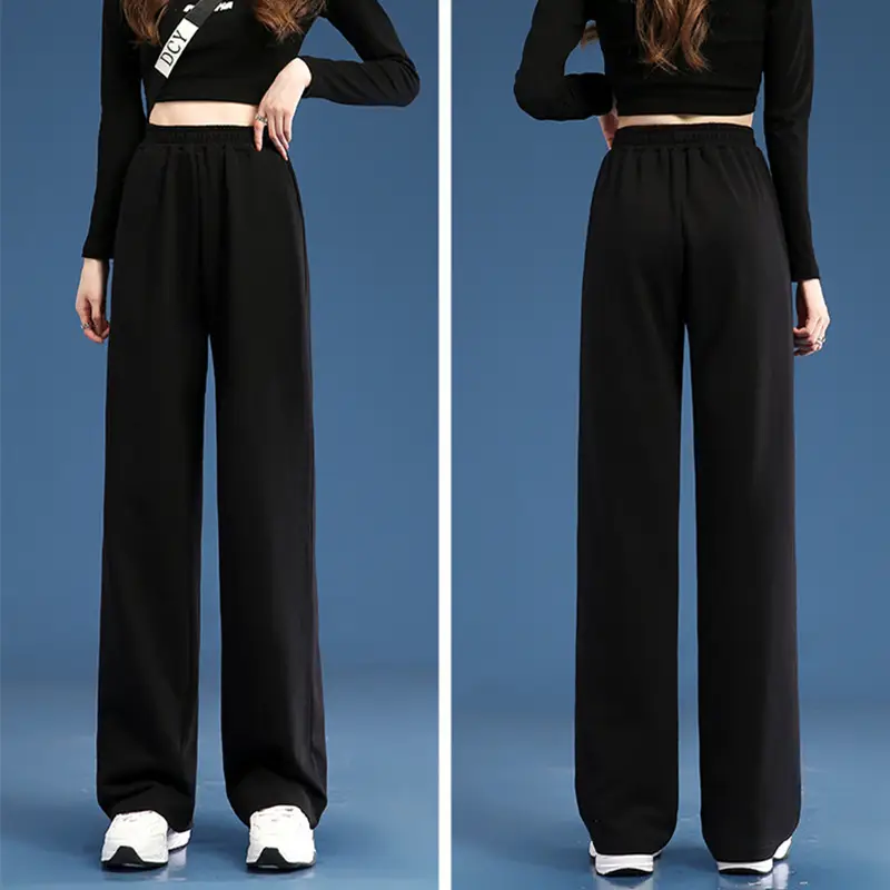 Women Wide Leg Pants White Blended Cotton Spring Fall - Image 7