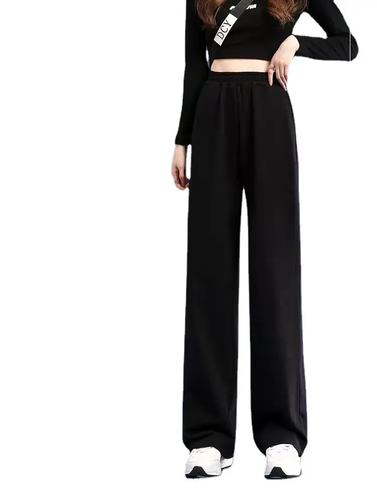Women Wide Leg Pants White Blended Cotton Spring Fall - Image 8