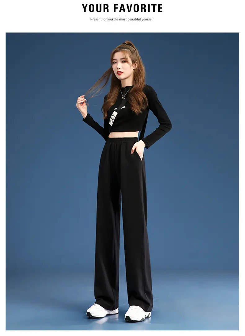 Women Wide Leg Pants White Blended Cotton Spring Fall — feature 14