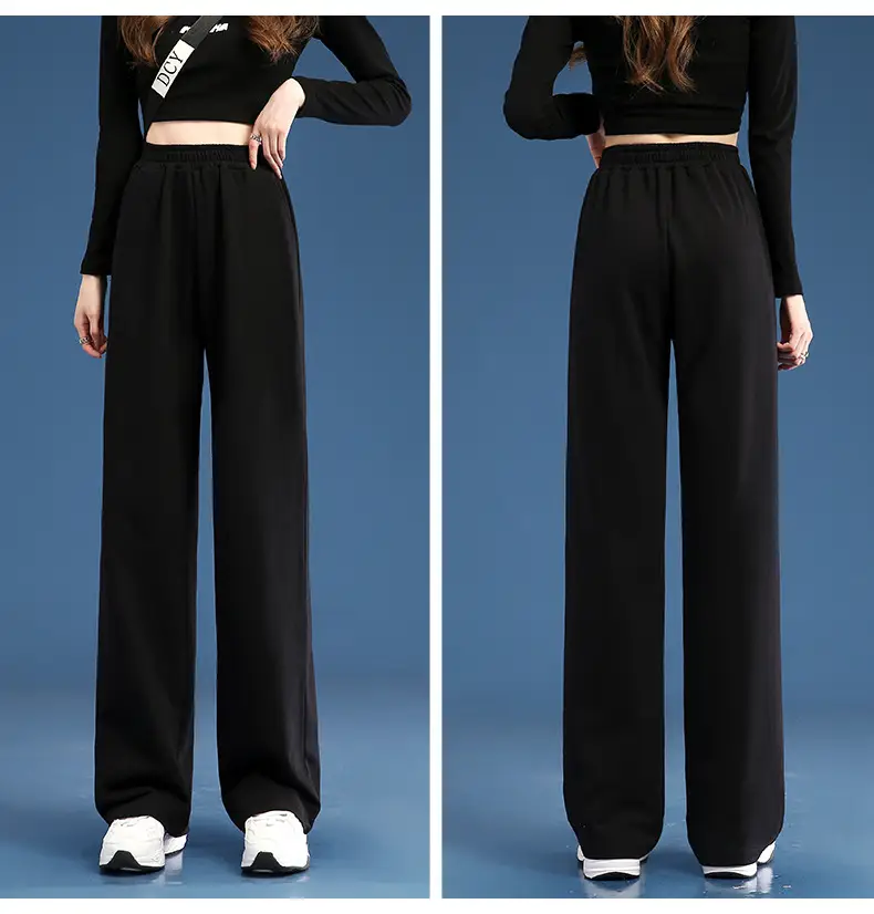 Women Wide Leg Pants White Blended Cotton Spring Fall — feature 15