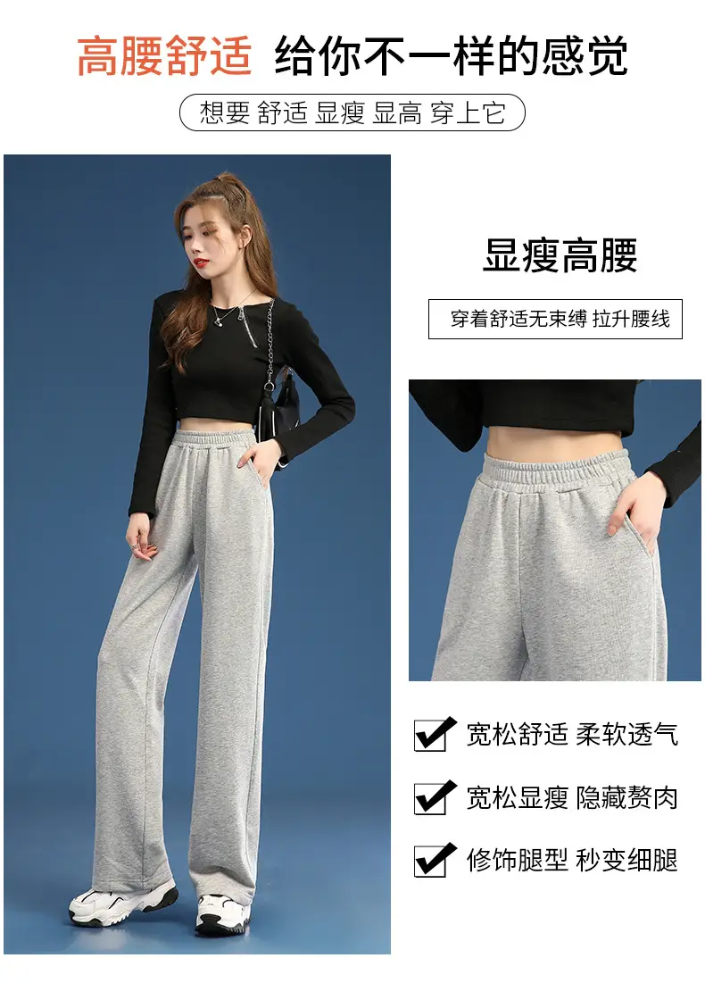 Women Wide Leg Pants White Blended Cotton Spring Fall — feature 6