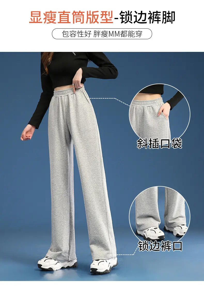 Women Wide Leg Pants White Blended Cotton Spring Fall — feature 7