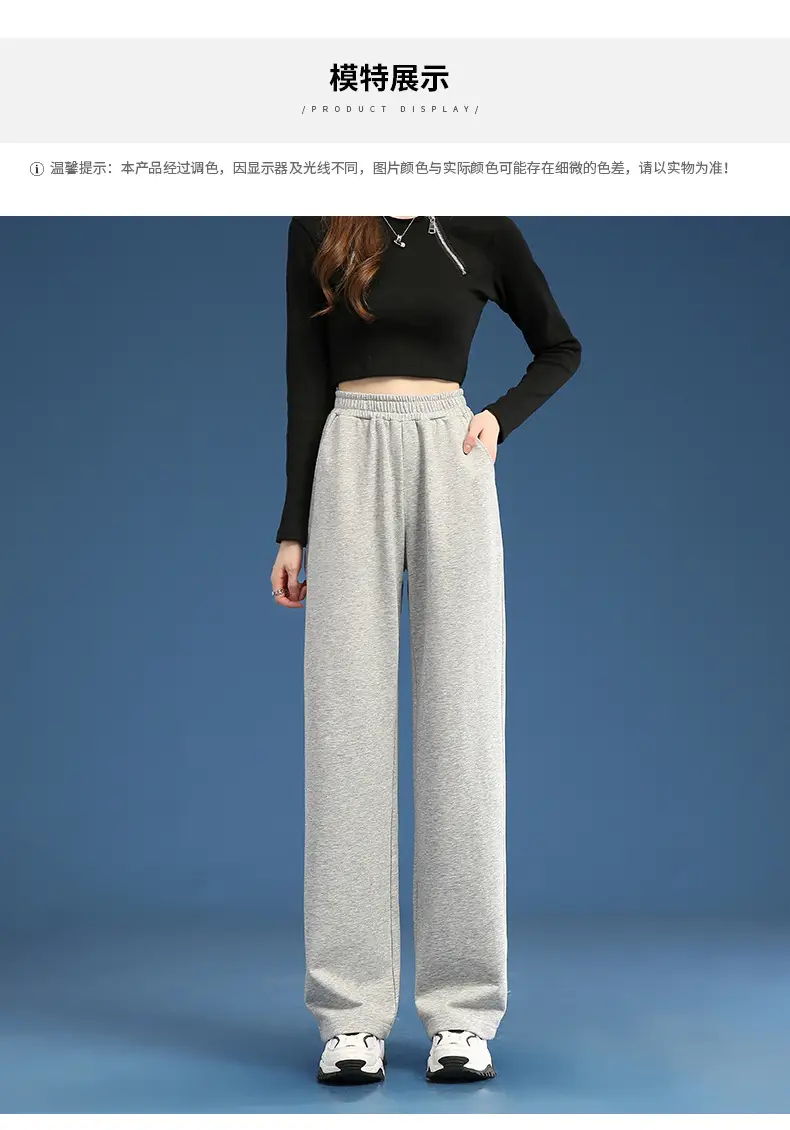 Women Wide Leg Pants White Blended Cotton Spring Fall - Image 3