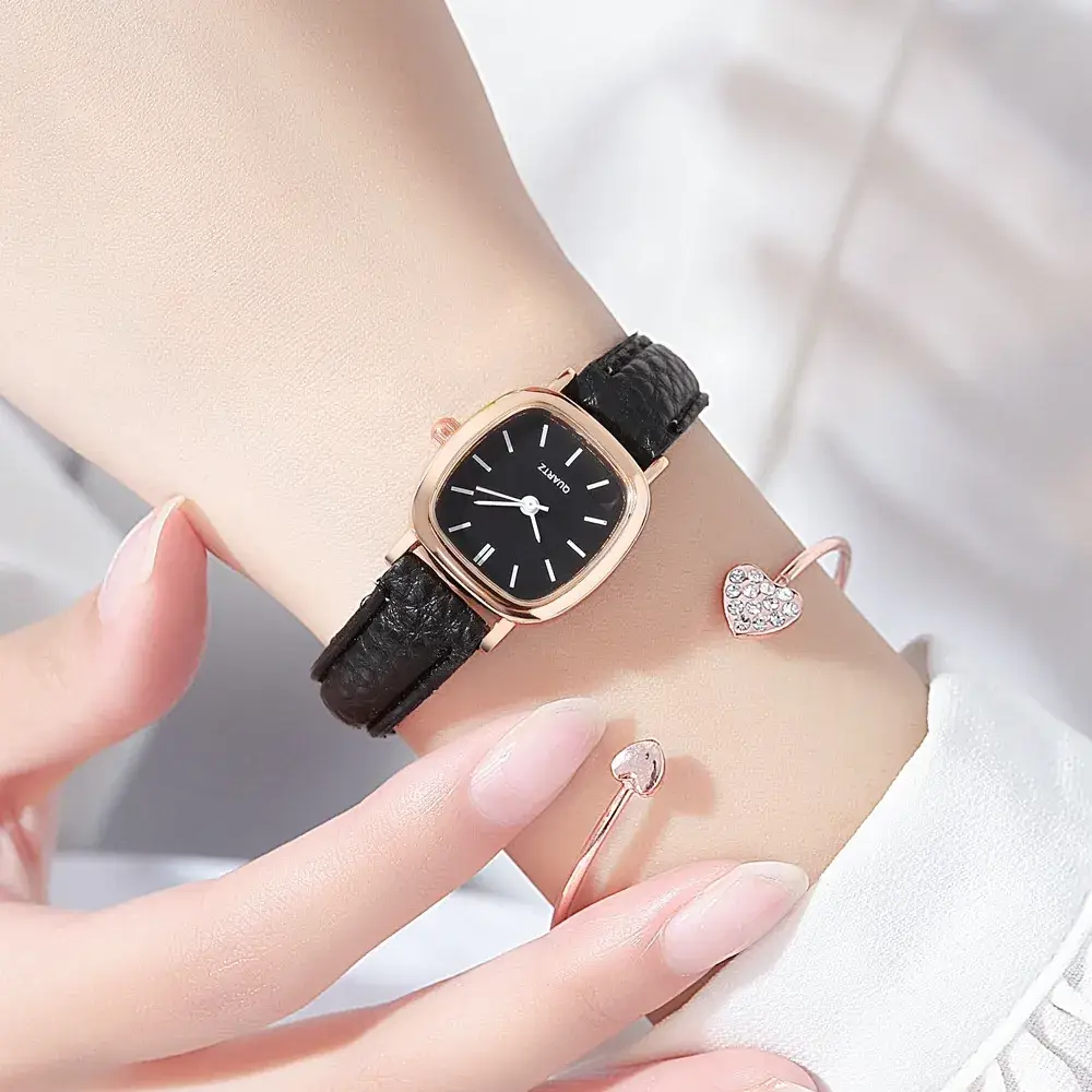 Women's Quartz Watch Brown Leather Band Small Dial - Image 8