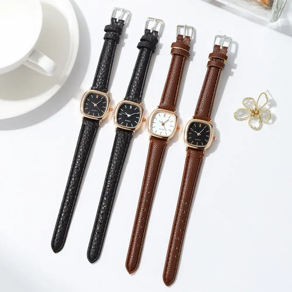 Women's Quartz Watch Brown Leather Band Small Dial - Image 9