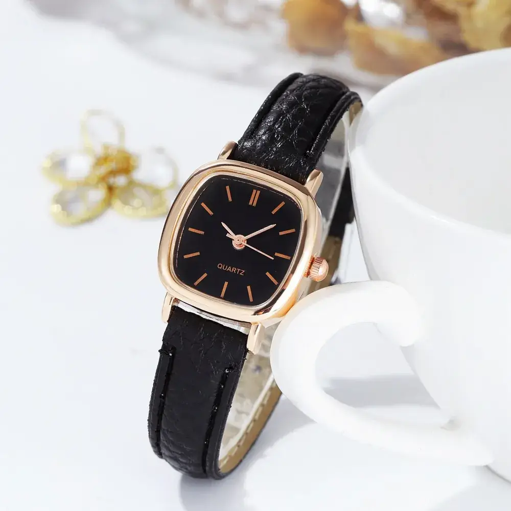 Women's Quartz Watch Brown Leather Band Small Dial - Image 3