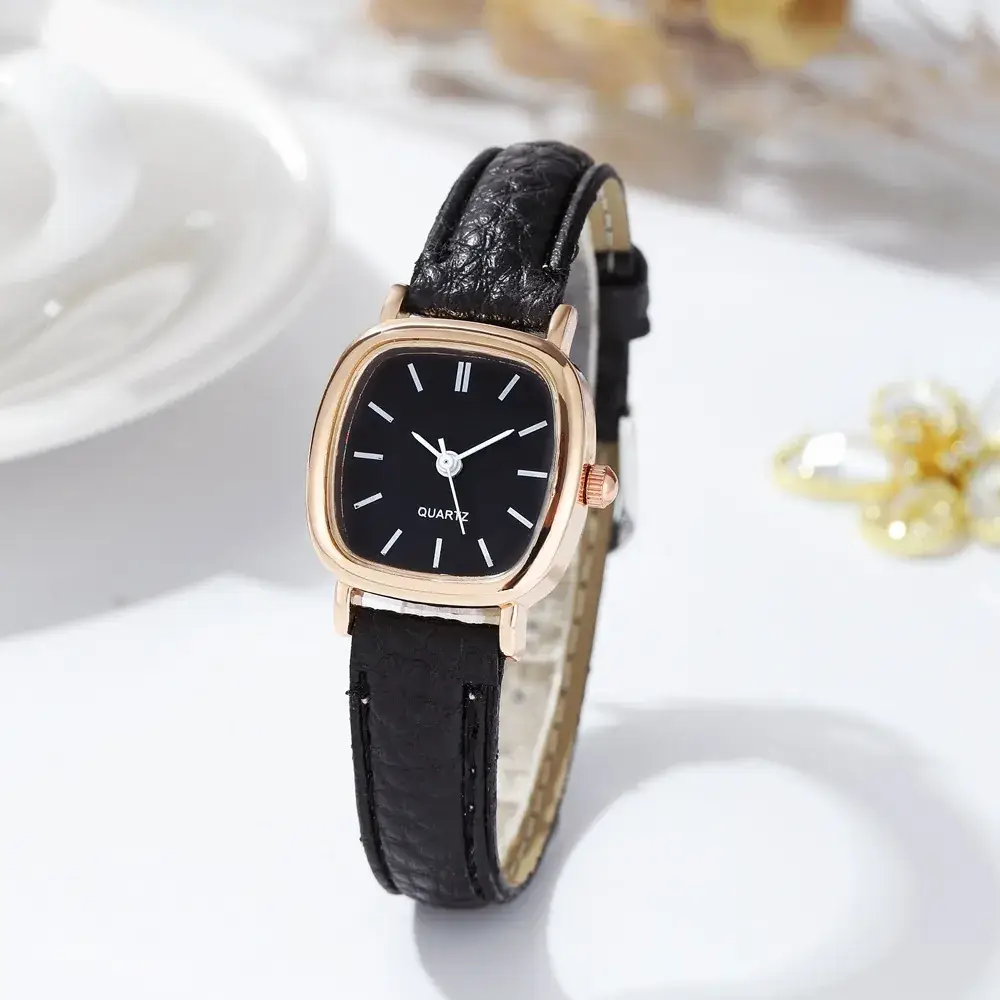 Women's Quartz Watch Brown Leather Band Small Dial - Image 4
