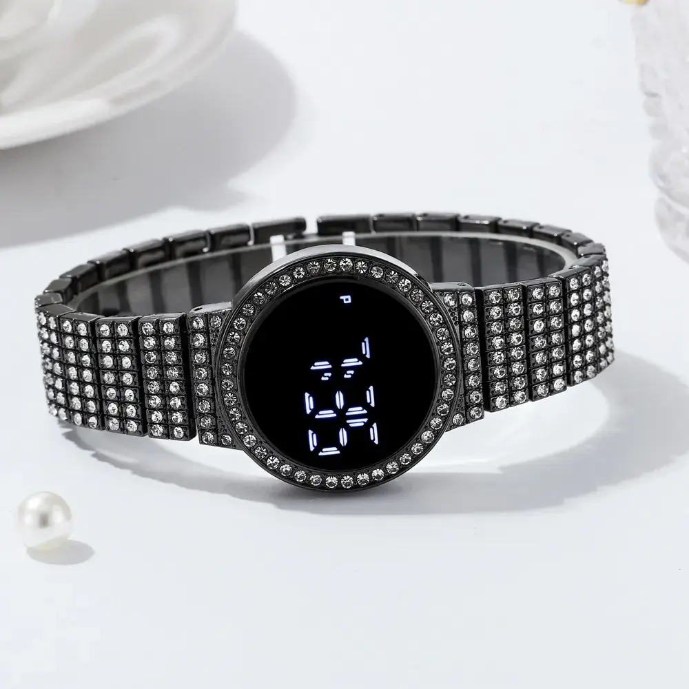 Luxury Gold Diamond Watch with LED Display - Image 7