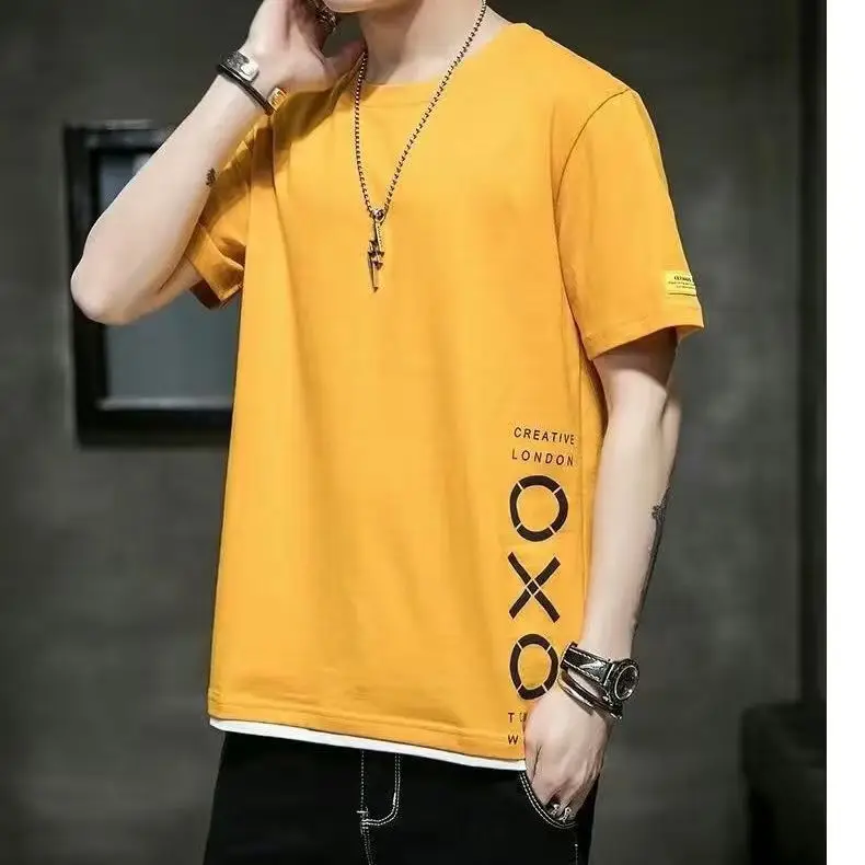 Men Black Casual T-Shirt Korean Slim Fit 2023 Summer - Image 5